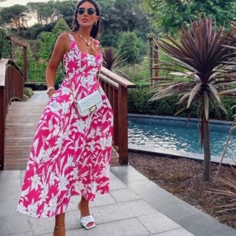 NWT Zara bold floral printed sleeveless Midi Midaxi dress Medium